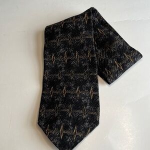 Haggar collections Silk Black Gray Tan Pattern Tie